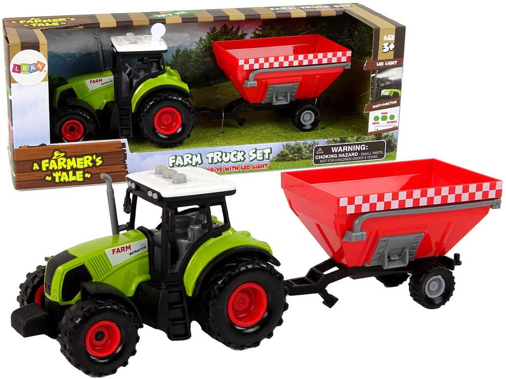 Žalias traktorius su savivarčiu 