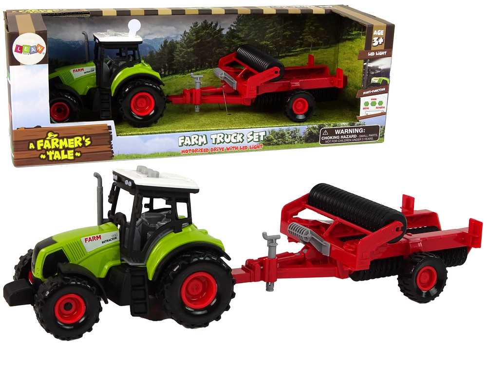 Vaikiškas traktorius su raudona priekaba 