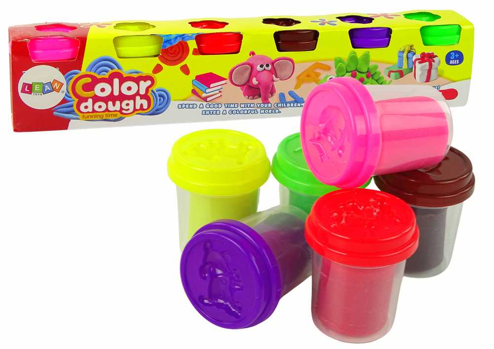 Ciastolina plastikinė masė, 6 spalvų puodeliai