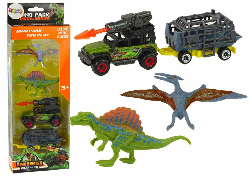 Dinozaurų ir automobilio su priekaba rinkinys