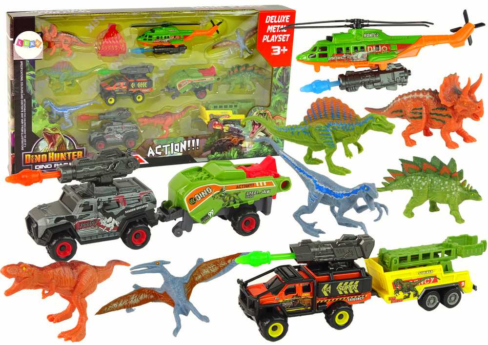 Transporto priemonių rinkinys su dinozaurais