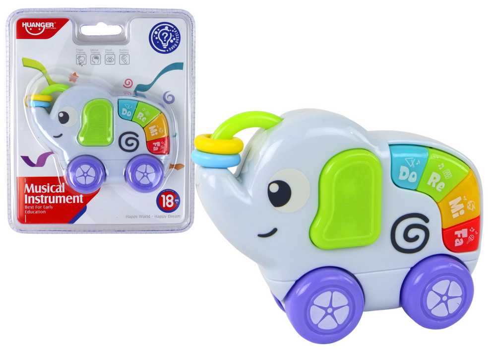 Interaktyvus žaislas su ratukais - drambliukas