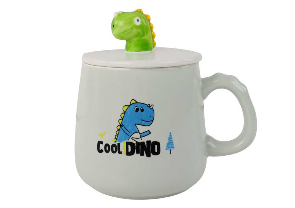 Keraminis puodelis su dinozauru, mėlynas