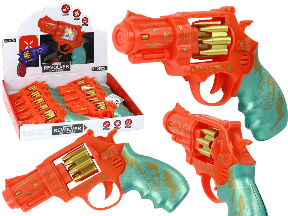 Žaislinis revolveris su garso efektais, oranžinis 