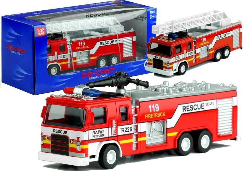 Žaislinis ugniagesių automobilis su kopėčiomis