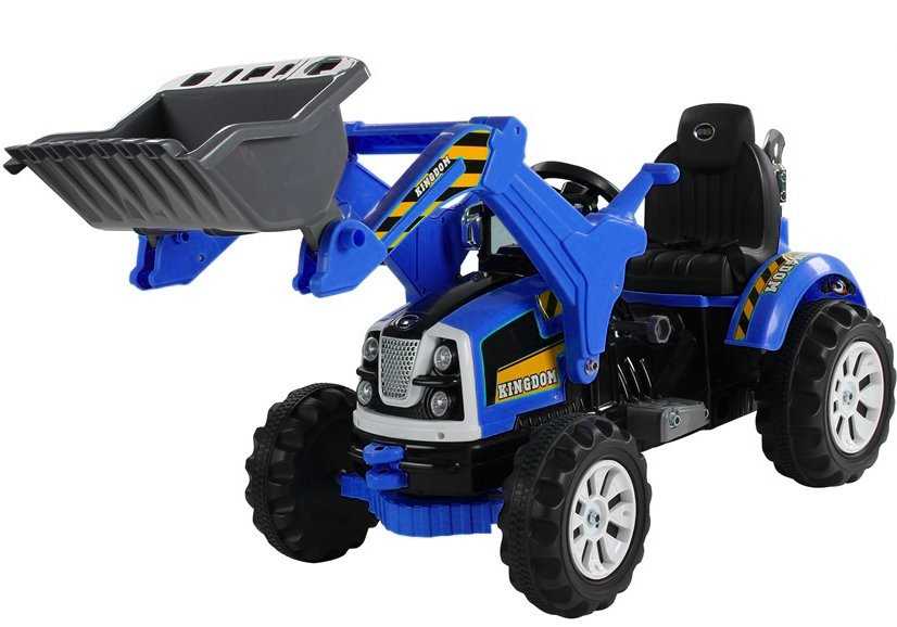 Elektrinis traktorius - ekskavatorius, mėlynas