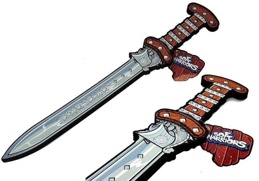Putplasčio vikingų kardas 52 cm, sidabrinis