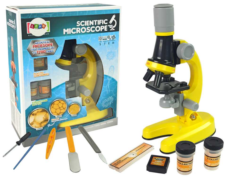 Žaislinis mikroskopo rinkinys, geltonas