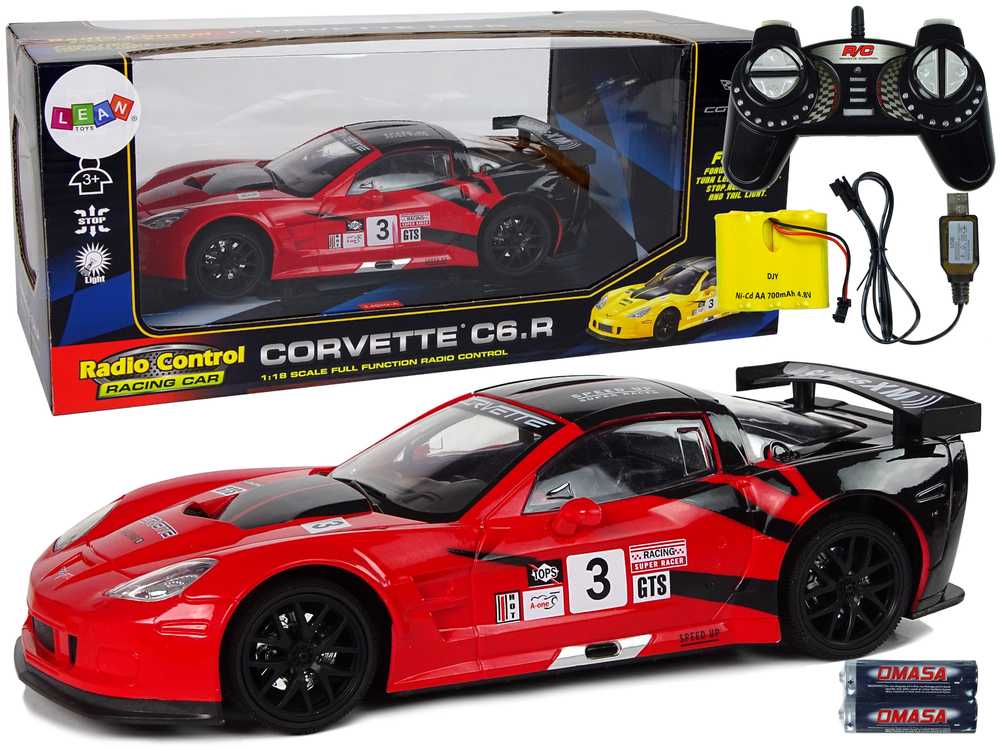 Sportinis nuotoliniu būdu valdomas automobilis Corvette C6.R, raudonas