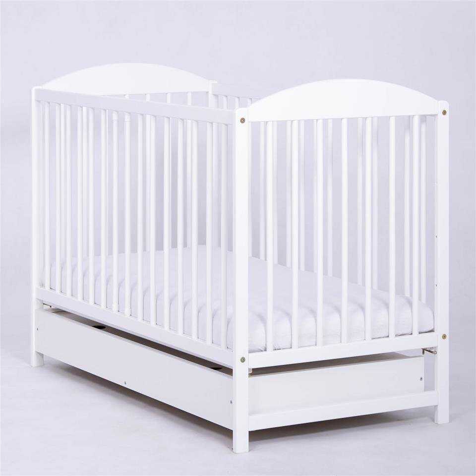 Kūdikio lovytė su stalčiumi 124x65x92 cm, balta