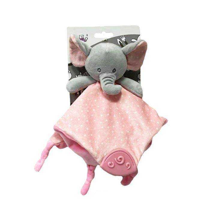 Pliušinis paklotėlis 25 cm, rožinis drambliukas